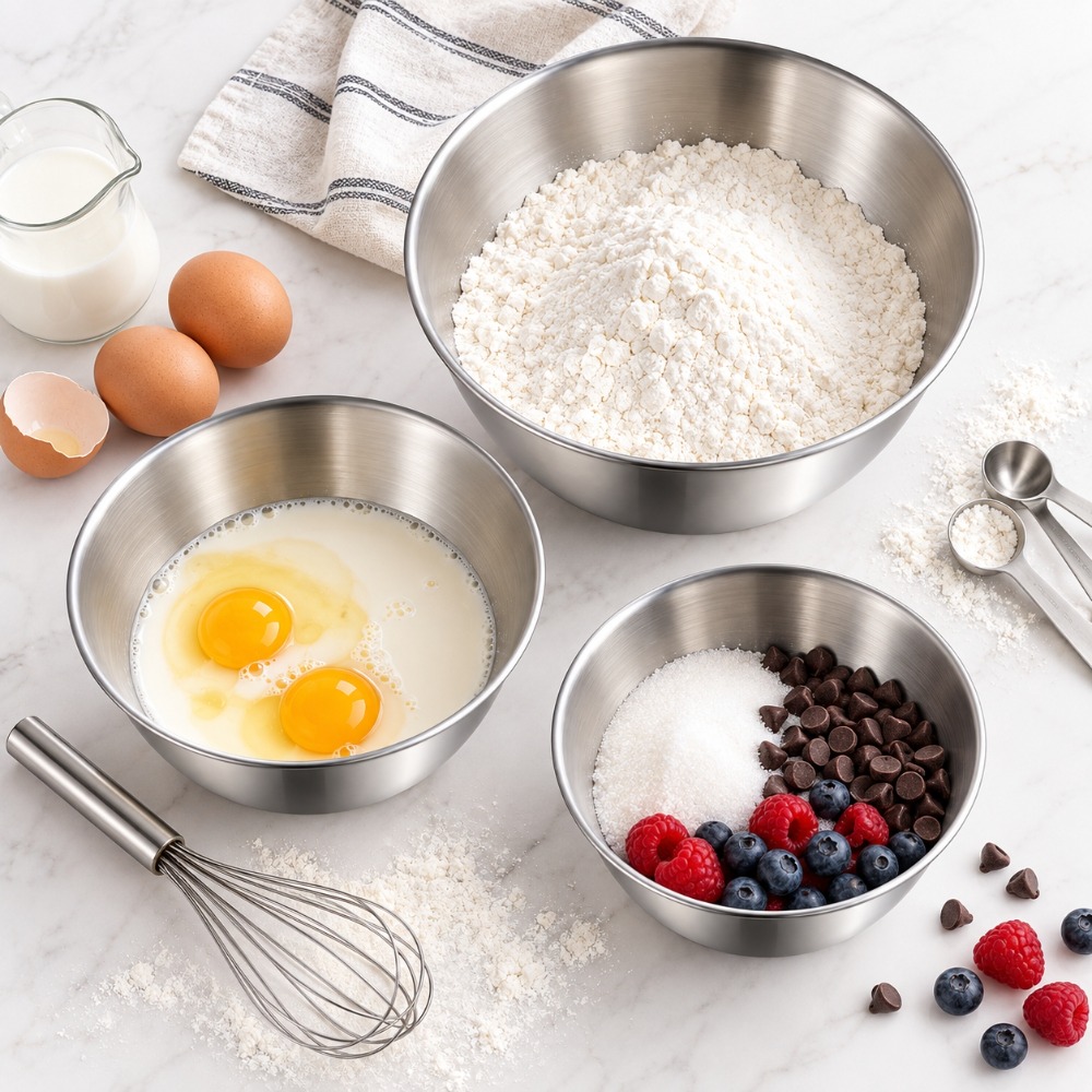 Stainless Steel Mixing Bowls 3 - Baking Kitchen Set ulasan dan harga