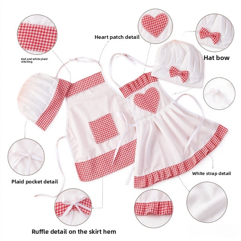 Kids Chef Apron Hat Set Childr - Kitchen Kids Baking Set ulasan dan harga