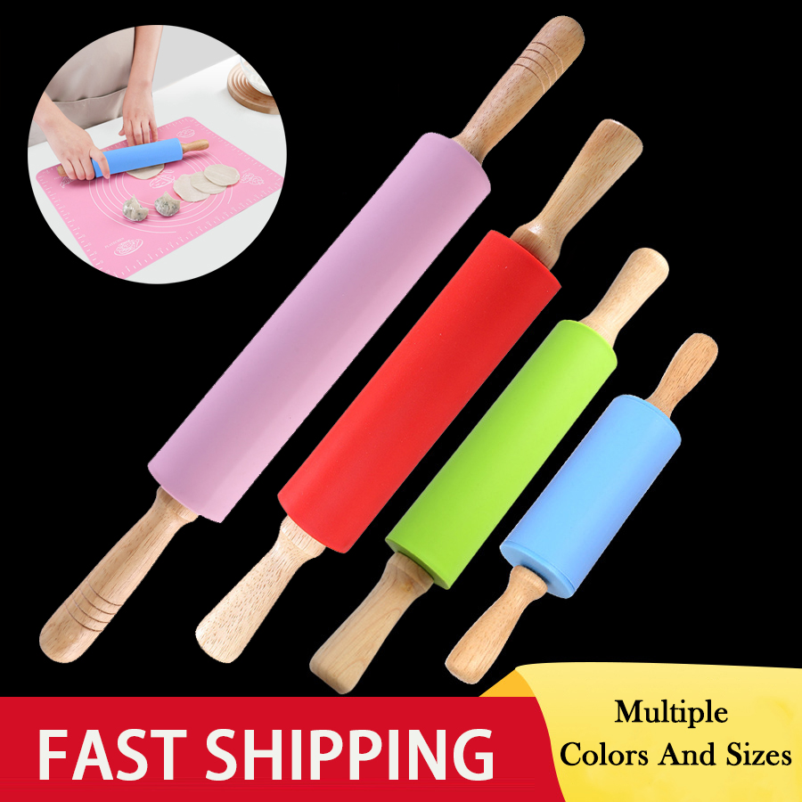Non-Stick Wooden Handle Pin Pa - Kitchen Roller Baking ulasan dan harga